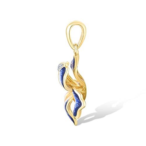 Santuzza 10K Solid Gold Enamel Flower Pendant Without Chain for Women2