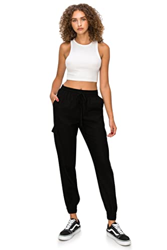 Cali1850 Women's Linen Joggers Pants - Oceanside Drawstring Elastic Waist Casual Lounge Tapered Leg Trousers with Pockets4