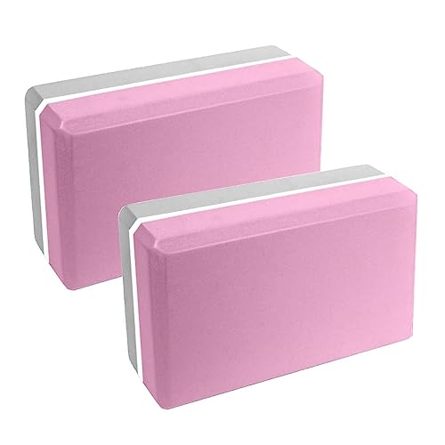 Image of De Jure Fitness Yoga Block - Non-Slip EVA Foam, Latex-Free with Beveled Edges for Stability & Balance - Ideal Yoga Accessory for Stretching, Pilates, & Meditation Support, Pink-Purple - Pack of 2