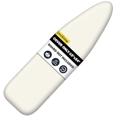 Image of Ironing Board Cover and Pad 15 inchx54 inch Extra Thick Natural Cotton, Scorch and Stain Resistant Padding,Standard Size Iron Board Cover with Fasteners Heavy Duty Elastic Edge, Beige