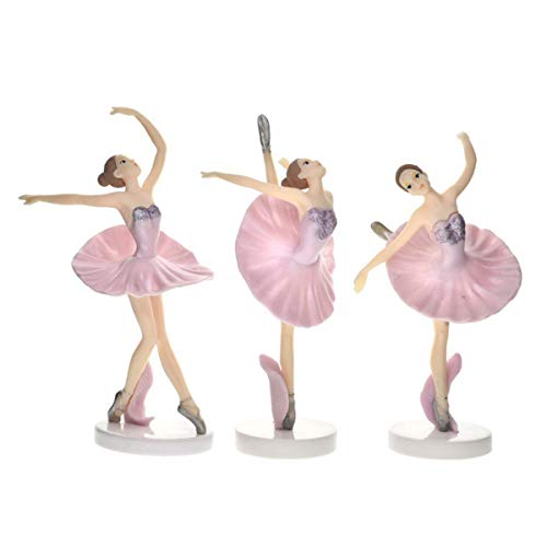 HYSTYLE 3 Pcs Pink Dancing Ballerina Girl Figurine, Miniature Ballerina Girl Figure Collection Playset Doll Toy, Ballerina Girl Cake Topper, Ballerina Girl Plant Pot Craft Dollhouse Decoration, Cake Decoration, Landscape Scenes
