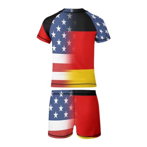 American and Germany FlagChildren's Casual Swimsuit Set - Simple and Versatile10-12Y（150cm）3