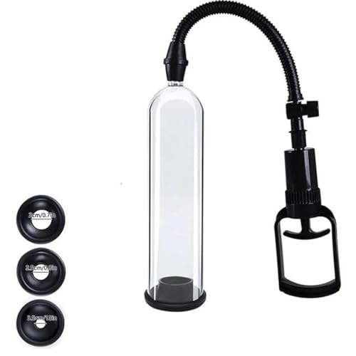Vakuumpump för män Permanent vakuumenhet med 3 silikonringar, Toysper vakuumpump storleksökning, manuell fitnessmassagerare