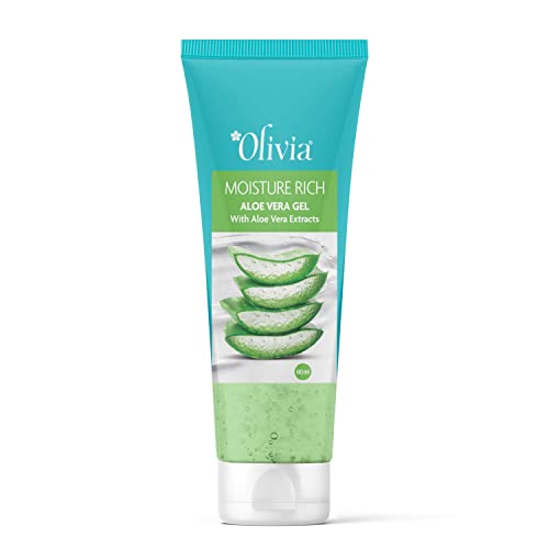 Image of Olivia Moisture Rich Aloe Vera Gel with Natural Aloe Extracts 60ml | Hydrating Face Gel for Glowing Skin | Soothing Sunburn Relief | Anti Acne & Pimple Marks | Skin Brightening & Moisturizing Gel