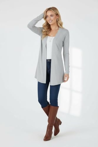 Image of ToBeInStyle Womens Open Front Long Sleeve Lightweight Asymmetrical Draped Cardigan with Side Pockets