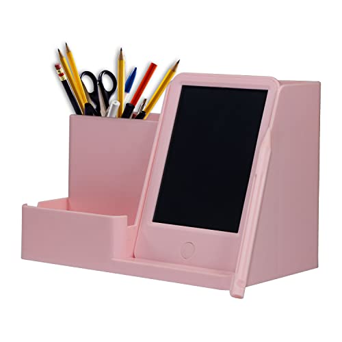 Image of Pen Holder with Writing Tablet,Office Pen Box with Writing Pad,Stationery Pen Holder, Desk Organizer Remote Control Rack,Stationery Storage Case with Digital Notes,Kids Students Learning Pad