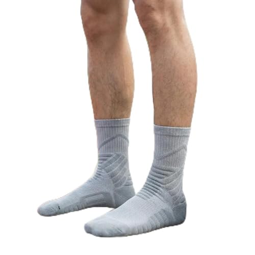 Meias de basquete masculinas ou femininas, meias atléticas respiráveis acolchoadas com compressão de arco, Cinza-l (43-47), G