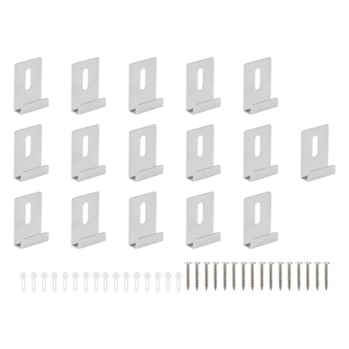 Image of Metal Mirror Clip,ULIFESTAR SUS304 Wide Channel Mirror Hanger Clip,Large Mirror Retainer Clip,Heavy Frameless Mirror J-Channel Mount Wall Clips with Screw 35*25mm /1.38*0.98 inch Silver 16PCS