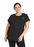 Zizzi Damen Große Größen Sport Shirt Kurzarm Rundhals Fitness Top Gr 42-56, Schwarz, S (42/44)