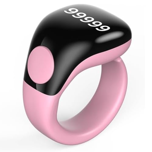 Image of Smart Tasbih Zikr Ring,Adjustable(18 /20 /22mm) Muslim Digital Azan Alarm Clock Counter,APP Support Digital Counter Prayer Reminder Rings, Waterproof 5 Digit Finger Counter for Muslims(Pink)