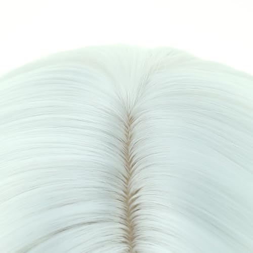 Image of PATTNIUM Girls White Ombre Blue Short Wavy Curly Wig with Bangs Kids Ombre Blue Bob Wigs Synthetic Halloween Costume Cosplay Party Wigs