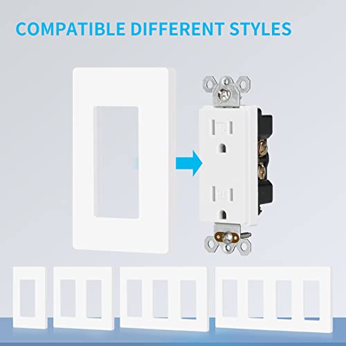 Topeler 15Amp Tamper Resistant Decorator Receptacle, 10 Pack Standard Electrical Wall Outlet, Self-Grounding Residential Grade Outlet, 15A/125V/1875W, Ul Listed, White #TOP7