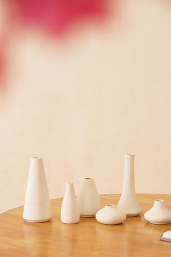 Image of PUREZENTO White Japanese Ikebana Vase - Set of 6 | Unique Geometric Shapes Vase for Decor Centerpiece & Showpiece | Decorative Vases for Home, Living Room, Office & Tabletop Decorations