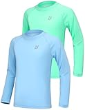 Roadbox Boys UPF 50+ Rash Guard Swim Shirt, Kids Long Sleeve Sun Protection Shirts, Youth UV Athletic Beach Rashguard