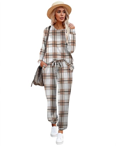 Image of Aloodor Sweatsuit for Women 2 Piece Outfits for Womens Crewneck Sweatshirts Pullover