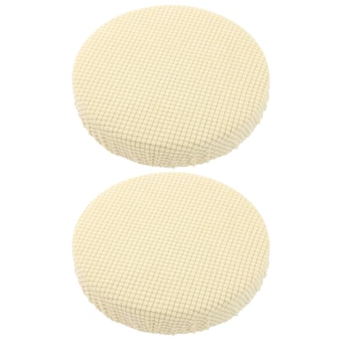 SOLUSTRE 2 Fundas Elásticas para Taburetes Redondos de Poliéster Beige, Lavables y Resistentes, Ideales para Taburetes de Bar en Uso Doméstico