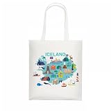 Odebyata Iceland Travel Souvenir Gifts Tote Bag, Iceland Travel Canvas Shoulder Grocery Shopping Organizer Tote Bag Vacation Gift 14"x 16"
