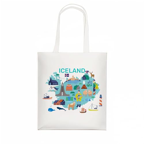 Odebyata Iceland Travel Souvenir Gifts Tote Bag, Iceland Travel Canvas