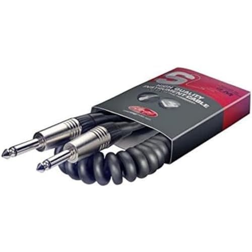 Stagg SGCC3 DL Deluxe   Cable en espiral para guitarra (3 m), color negro, Enroscado   de lujo
