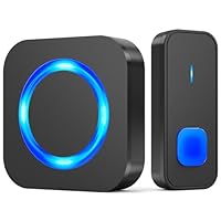 SURFOU Funkklingel, Türklingel Funk Klingel Kabellos Haustürklingel mit Plug-in-Empfänger 400m Reichweite mit Aussen Wasserdicht, 55 Klingeltönen 5 Lautstärken, Blinkende LED, Schwarz