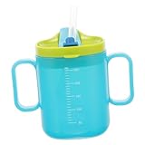Toyvian 用飲みやすい学飲杯 目盛り付き 傾け自在 吸管付き 水補給カップ