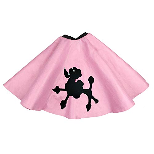 Qnprt B07MHHDX21 50S Girls Costume Accessory Set - Poodle Skirt,Elastic Cinch Belt,Ponytail Holders,Chiffon Scarf,Cat Eye Glasses,Bobby Socks,Pink thumb #1