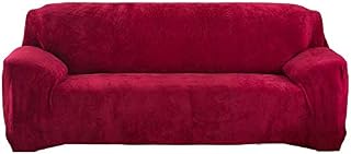 Seogva Velvet Sofa Cover, 1-Piece Sofa Slipcover Thick Furniture Cover, Stylish Sofa Chair Slipcover for Living Room, Couch Covers for Dogs, Couch Slipcover (3-Seater Sofa, Burgundy)