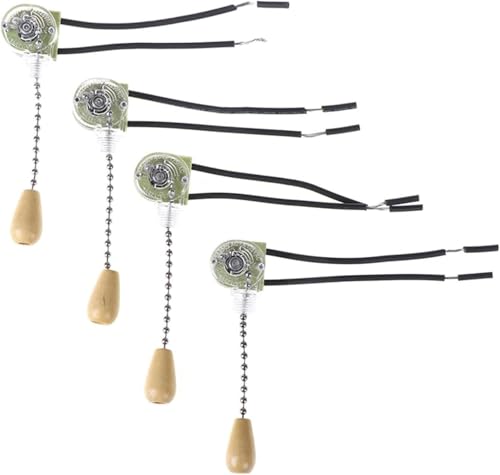 Interruptor de cadena de ventilador reemplazo luz pared universal amarillo 4 unidades