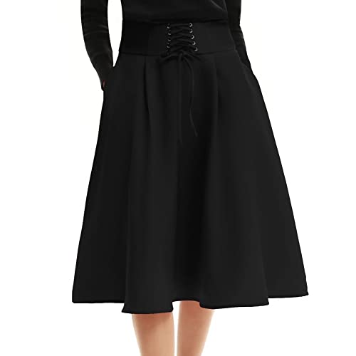 Jupe large évasée marron XX-Large solution silhouette trapèze anti-compression taille