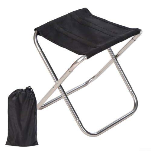 Silla plegable de camping, taburete plegable portátil de aleación de aluminio, con bolsa de almacenamiento, para pesca, actividades al aire libre, 22 x 24 x 28 cm (plata)