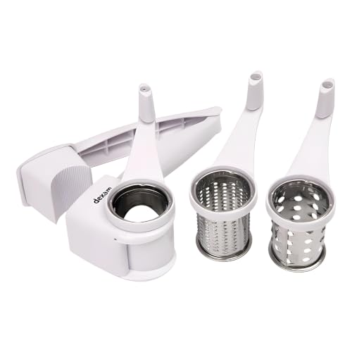 Dexam Cheese Grater Rotary Stainless Steel Rotary Grater with Handle Multi-Purpose Easy to Clean Dishwasher Safe