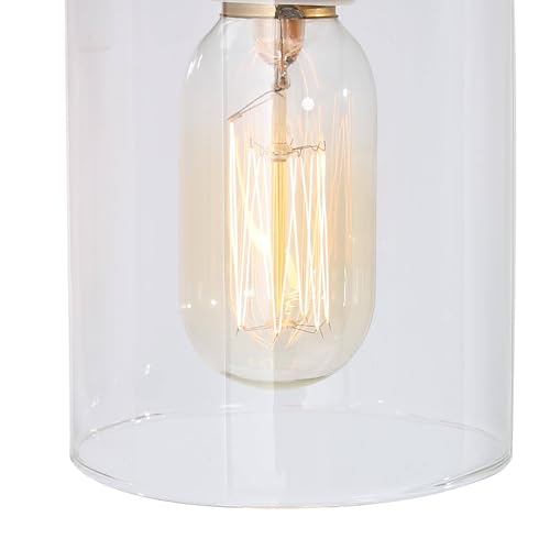 Image of KSANA Black & Gold Wall Sconces, Electroplate Brass Sconce Wall Lighting, Modern 1-Light Bathroom Light Fixtures with Clear Glass Shade for Stairway, Living Room and Kitchen