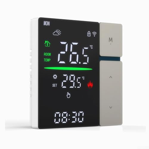 Termostato inteligente para Tuya WiFi 316A, termostato para casa para calefacción de suelo eléctrico de agua y caldera de gas, compatible con y asistente para control remoto de temperatura (gris