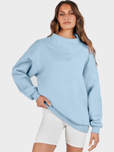 Image of ANRABESS Womens Oversized Sweatshirts Mock Neck Pullover