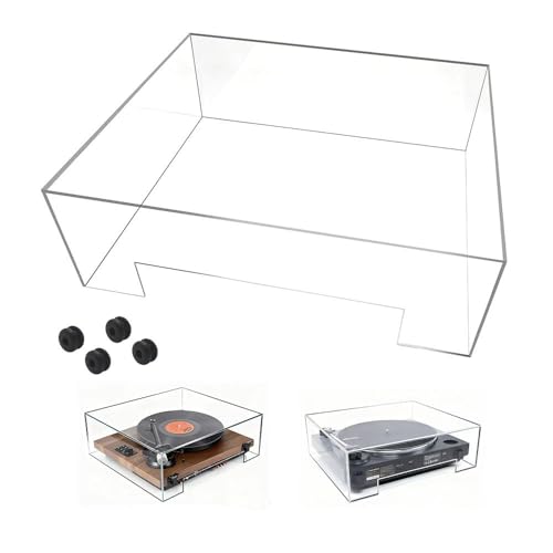 YJNBEST Universal Turntable Dust Cover, Clear Acrylic Protector with Rear Cable Access - No Hinges...