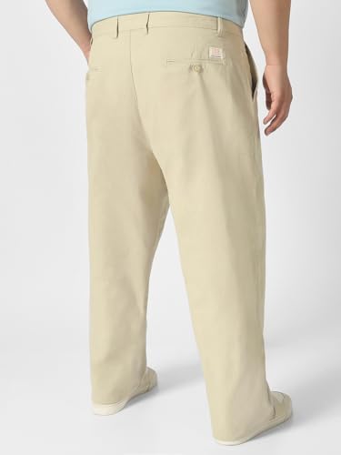 Image of Urbano Plus Men's Loose Mid Rise Baggy Fit Solid Chino Trousers Non-Stretchable