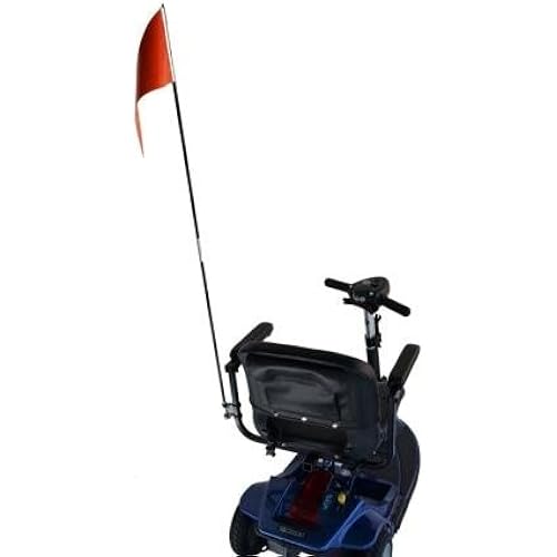 Diestco Orange Folding Safety Flag | Mounting Hardware Included | Mounts Easily to Wheelchair, Power Chair, or Scooter | 52 inches long