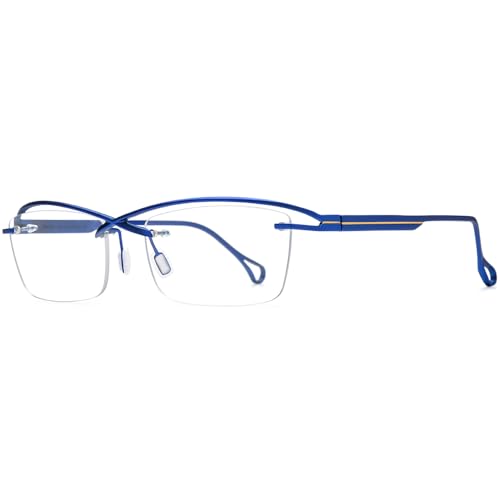 Image of FONEX Pure Titanium Glasses Frame Men Semi Rimless Square Eyeglasses Eyewear DTX416