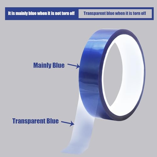 Image of 12 Rolls Heat Tape for Sublimation, Heat Resistant Tape for Heat Transfer Sublimation Press, 20mm x 33m(108ft) No Residue Heat Transfer Tape (Blue)