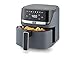 TRU 4-Quart Digital Air Fryer by Select Brands - Family Size, One-Touch Control, 8 Presets - Air Fry Chicken, Meat, Veggies, Fries - Nonstick Pot and Crisping Tray, Auto Shut Off, Matte Gray
