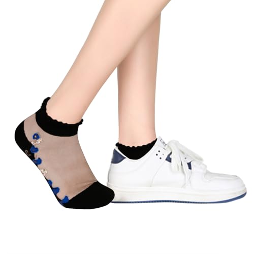 Image of Benefeet Sox Womens Sheer Socks Girls Lace Mesh Ankle Socks Transparent See Through Summer Sock Ultra Thin Nylon Short Sock