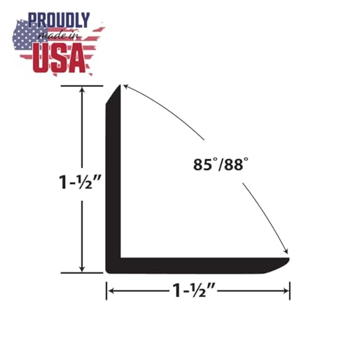 Image of Outwater Plastics Black 1-1 /2 Inch X 1-1 /2 Inch X 1 /8 Inch Thick Rigid Plastic Extruded 90 Degree Angle 48 Inch Lengths (Pack of 3)