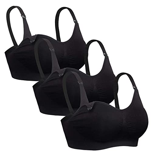 iloveSIA Nursing Bras for Mom Breastfeeding, Seamless Supportive Sleep Bra for Maternity Postpartum S-2XL 3Pack