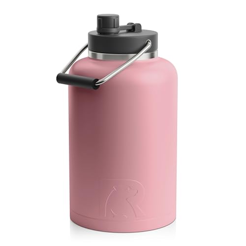 RTIC 1 Gallon Jug, Vacuum Insulated Water Bottle Metal Stainless Steel Double Wall Insulation, Flask Hot and Cold Drinks, Sweat Proof for Travel Hiking and Camping, Dusty Rose