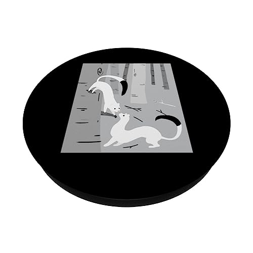Stoat Ermine Weasel PopSockets Swappable PopGrip, Black - Image 2