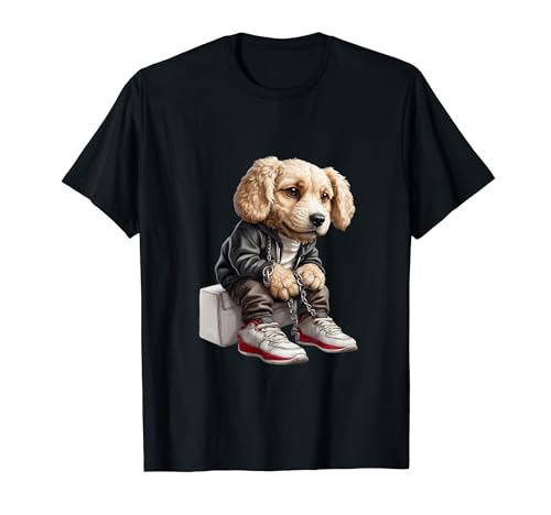 Dog Sitting Urban with Chains T-Shirt