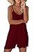 Nfsion Womens Summer Casual Sleeveless Romper Loose Adjustable Spaghetti Strap Shorts Jumpsuits with Pockets Outfits Clothes X-Large Wine Red