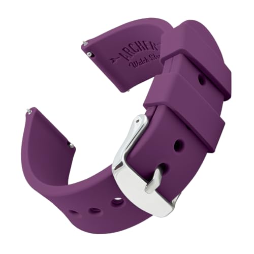 Archer Watch Straps - Soft Silicone Quick Release Watch Bands (Deep Purple, 22mm)