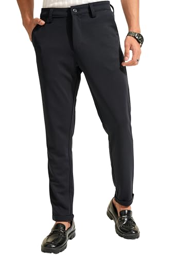Image of Highlander Men's Slim Fit Formal Trousers | Ankle Length | Smart Chinos for Men | Comfortable Fabric for Daily Work & Formal Occasions