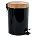 Produktbild MSV Kosmetikeimer 3 Liter Edelstahl Bambus mit Absenkautomatik und Inneneimer Aza Badezimmer Mülleimer Softclose Abfalleimer Schwarz